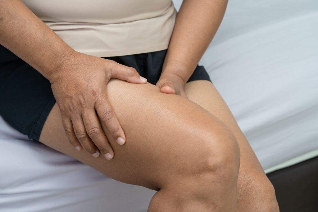 asian lady woman patient touch and feel pain